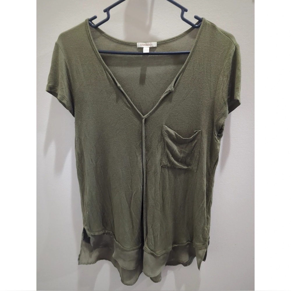 Bordeaux Olive Short Sleeve V-Neck Top